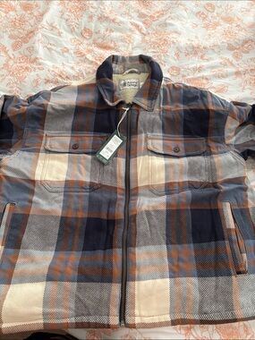 Alpine Design Navy, Brown & Cream Plaid Zip Jacket